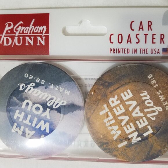 Car Coasters U.S.A. Ceramic  Scripture "I am with you always" I will never leave - Picture 2 of 3